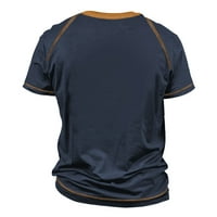 Freshlook Summer Plus Size Print Tops Мъжки тениска Raglan винтидж къс ръкав кръг за независимост на врата отпечатан връх, син