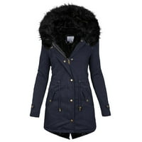 nsendm дамски топло сгъстено палто плюс размер топла модерна зимна облицована качулка снежно палто дамски пълна цип палто армия