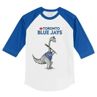 Младежки мъничко бяло Royal Royal Toronto Blue Jays Bronto 3 4-ръкав тениска Raglan