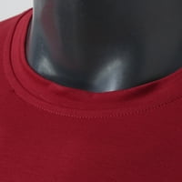 Мъж през целия сезон тениска частичен кръг кръгло шия солиден цвят печат комфортен къс ръкав тънък приготен екипаж топ блуза тъмен