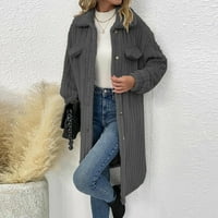 Разчистване Дамско палто мода за жени зимен цип твърд дълъг ръкав връхни дрехи топло яке от палто от фау