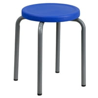 Флаш мебели, подреждащо се табуретка със синя седалка и рамка със сребърен прах, покрита с покритие