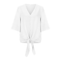 drpgunly ризи за жени модни дамски дълъг ръкав v шия тройник ежедневни популярни блузи върхове бяло 2xl