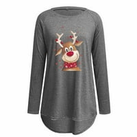 Коледни дамски върхове Сладки тениски за печат на елен