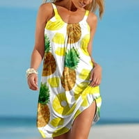 Женски ежедневни разхлабени слънчеви джаси бохо флорална рокля без ръкави мини рокли лятна плажна ваканция люлееща се туника рокля