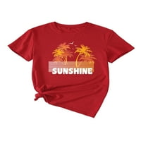 Rejlun дамски летни върхове букви за печат тениска с къс ръкав тениска дишащ пуловер свободна плажна туника блуза червено 3xl