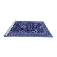 Ahgly Company Machine Pashable Indoor Square Oriental Blue Industrial Area Rugs, 8 'квадрат