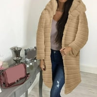 Binmer зимно палто за жени плюс размер fau палто от твърд цвят пухкаво яке с дълъг ръкав с дълъг ръкав