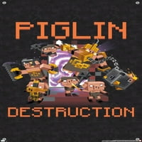 Minecraft: Legends - Puglin Destruction Tall Poster с бутални щифтове, 14.725 22.375