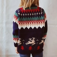 Cllios грозен коледен пуловер за жени плетени с дълъг ръкав Топ лос печат Забавен Crewneck Пуловер винтидж пуловер джъмпер есенни