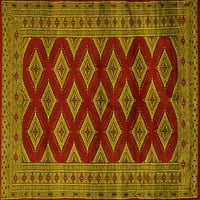Ahgly Company Machine Pashable Indoor Square Persian Yellow Traditional Area Cugs, 8 'квадрат