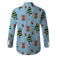 Мъже ежедневни есента зима Коледа 3d отпечатани ризи модни топ блудни ризи сини s