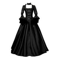 BadyMincsl жени винтидж ретро готически рокли с качулка с дълги ръкави с дълги рокли рокли