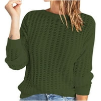 Жени ежедневни плътни твърди дълги ръкави изпукнало плетено пуловер Crewneck пуловер палто HOT6SL868188