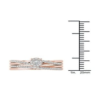 Карат Т. в. диамант 10кт Розово злато Крис Крос годежен пръстен комплект