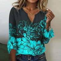 Xihbxyly Clearance върхове плюс размер секси върхове за жени, женски ръкав туника върхове риза с v-образно деколте надолу блуза