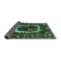 Ahgly Company Indoor Rectangle Persian Turquoise Blue Traditional Area Cugs, 2 '3'