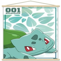 Pokémon - Стенски плакат на Bulbasaur с дървена магнитна рамка, 22.375 34