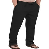 Мъже панталони Пласивни цветни панталони Дръпчици дълги панталони Мъжки монтирани дъна плаж светло сиво m