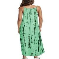 Секси танцови жени дълги макси рокли без ръкави летен плаж слънчев разрез вратовръзка багрила рокля ежедневно парти зелено l