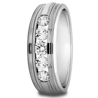 Блестящ моасанит монтиран в Стерлингово Сребро брилянтен моасанит съвременен мъжки сватбен пръстен