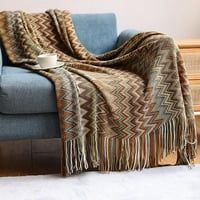 Boho хвърляне на одеяла, плетени одеяла за хвърляне на пискюл, супер мек уютен лек фермерски къщи за декоративни одеяла, легло,