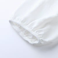 Daznico Womens върти женски суичър с твърд цвят кръгла шия дълъг ръкав ежедневни върхове Ruffles Pullover ризи пуловер Суичър върхове блузи за жени бели XL