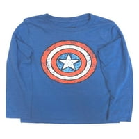 Капитан Америка момчета Син щит Тениска с тениска с дълъг ръкав 12