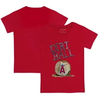 Малко дете мъничко червена тениска на червения лос Анджелис Ангели с мръсотия