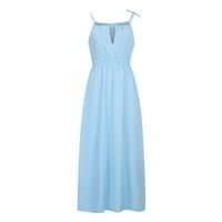 Cethrio Summer Dress- Fashion Halter Neck Summer Sleeveless Leading Solid Leeveless Slit Ress