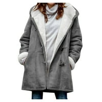 Палто за жени жени зима плюс размер солиден плюс кадифено палто с дълъг ръкав рог загъване джоб джобни газове женски якета палта