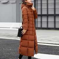 LiSeTool Winter Coats for Women Women's Hold Color Long Hooded Up Памучно яке джоб с дълъг ръкав палто на котлети за жени D