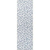 нулум Мейсън машинно пере съвременен Леопард печат бегач килим, 2 '6 8', синьо
