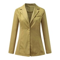 Vedolay Top Jackets за жени ежедневни дълги ръкави отворен фронт Office Office Professional Top, Khaki L