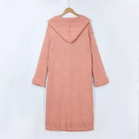 Жени ежедневни яке солиден плетен бутон плюс размер дълъг лек пуловер палто розов размер m