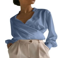 Celmia дамски блузи ежедневни фенери в ръкав V-образно деколте за опаковане на върхове