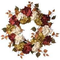 Национална компания за дървесни компании изкуствен есен, декориран с пинекони, зърнени клъстери, хортензи, листни клони, есенна