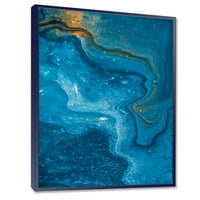 Дизайнарт 'Абстрактен син мрамор композиция' модерна рамка платно за стена арт принт