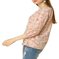 Уникални изгодни Дамски флорални реглан ръкав Папийонка врата блуза