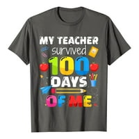 Корашан графични тийнейджъри мъже щастливи 100-и ден на учебните дни на учител учител ученик мода съвпадение на кратки тениски