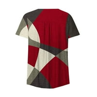 Дамски блузи Хенли ежедневна блуза графични отпечатъци жени тий тийнейф летни върхове червени 2xl