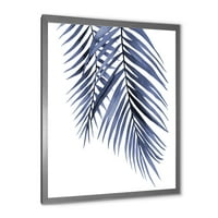 Дизайнарт 'Абстрактни Сини Палмови Листа Тропически Клони' Традиционна Рамка Арт Принт