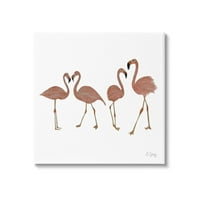 Ступел индустрии смесване розово Фламинго птици животните илюстрация платно стена изкуство, 36, дизайн от Але Сайз студио